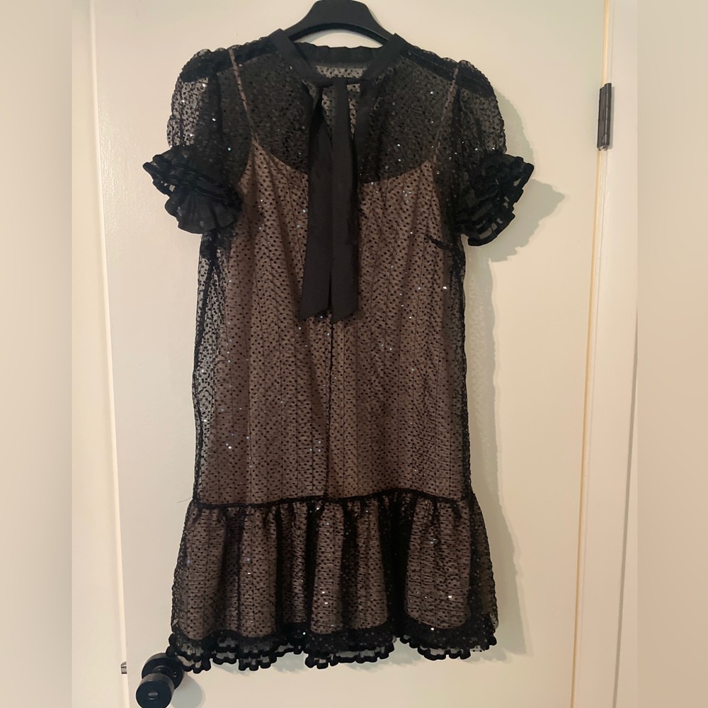 RED Valentino Sparkly Back Dress with Nude Slip - Size Small